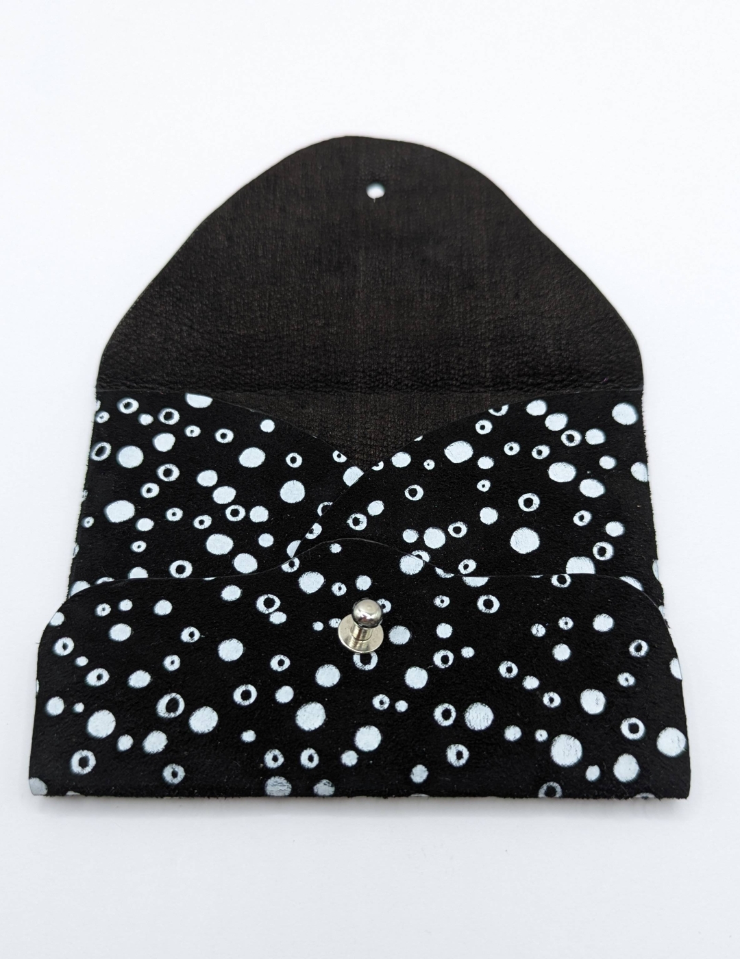 Porte-cartes Noir motif bulles blanches