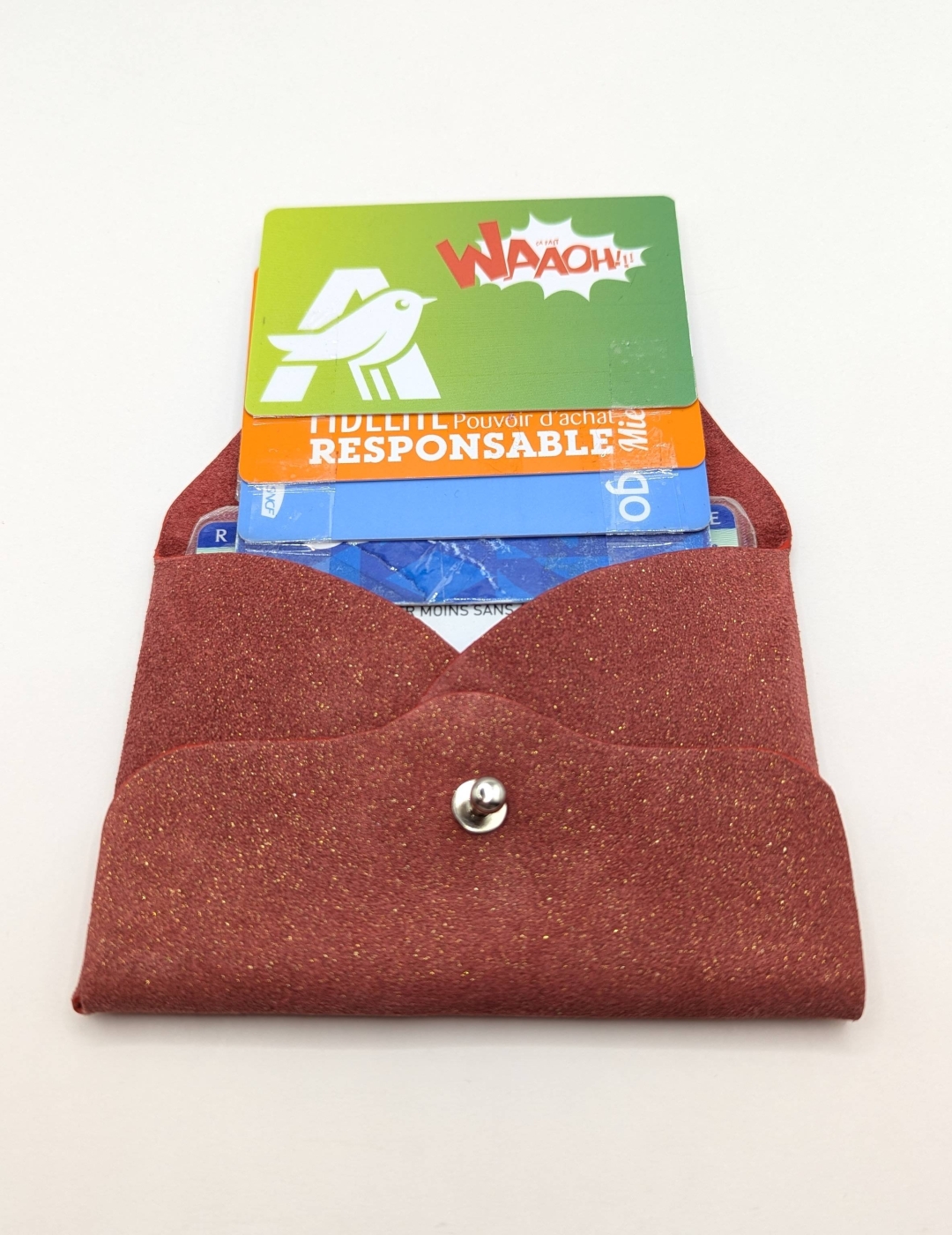 Porte-cartes Rouge velours pailleté doré