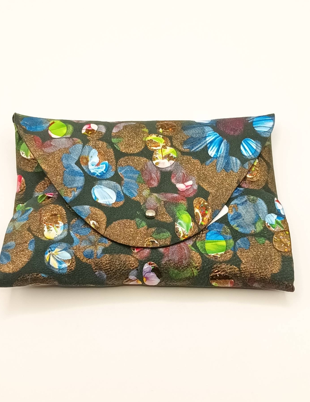 Porte-cartes Noir fleuri doré