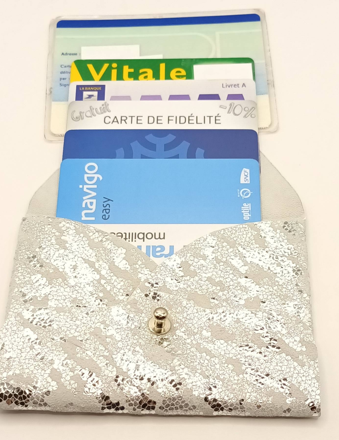 Porte-cartes Zébré argenté