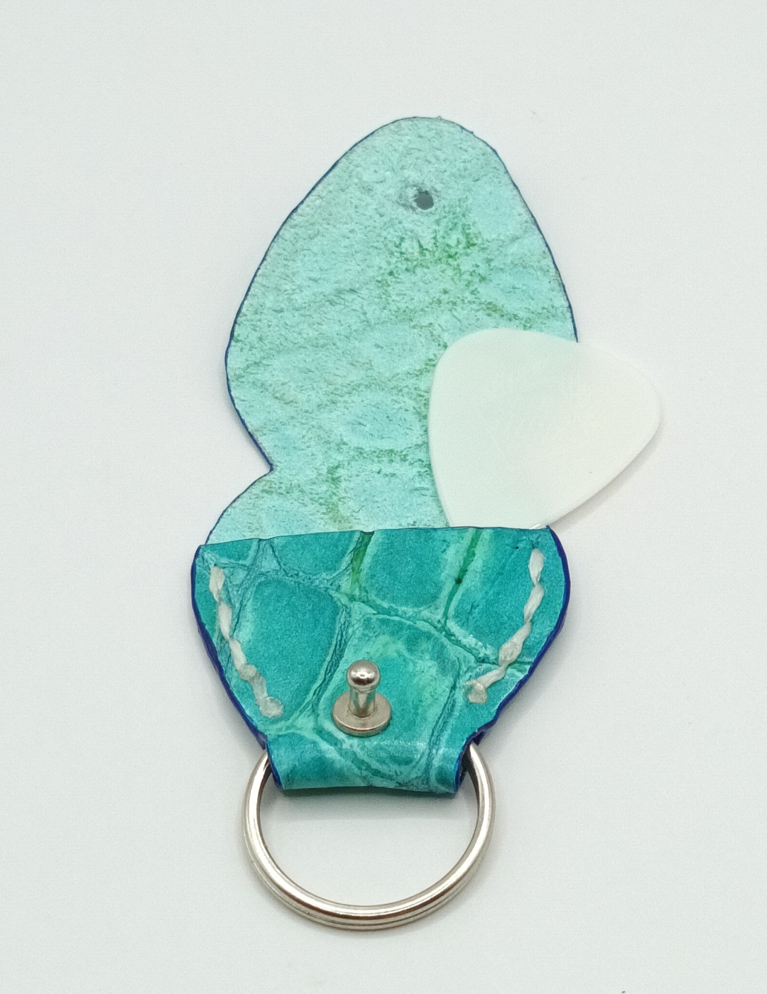 Étui à médiator Turquoise imitation crocodile