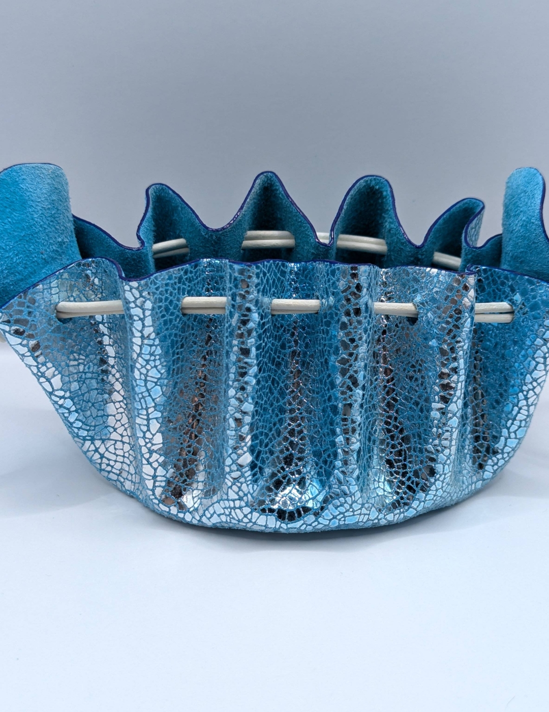 Grande bourse Bleu turquoise et argent Effet craquelé