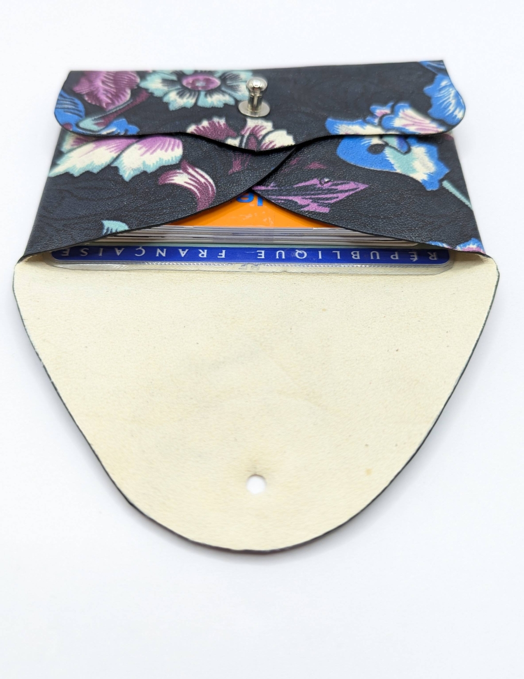 Porte-cartes Noir à grosses fleurs