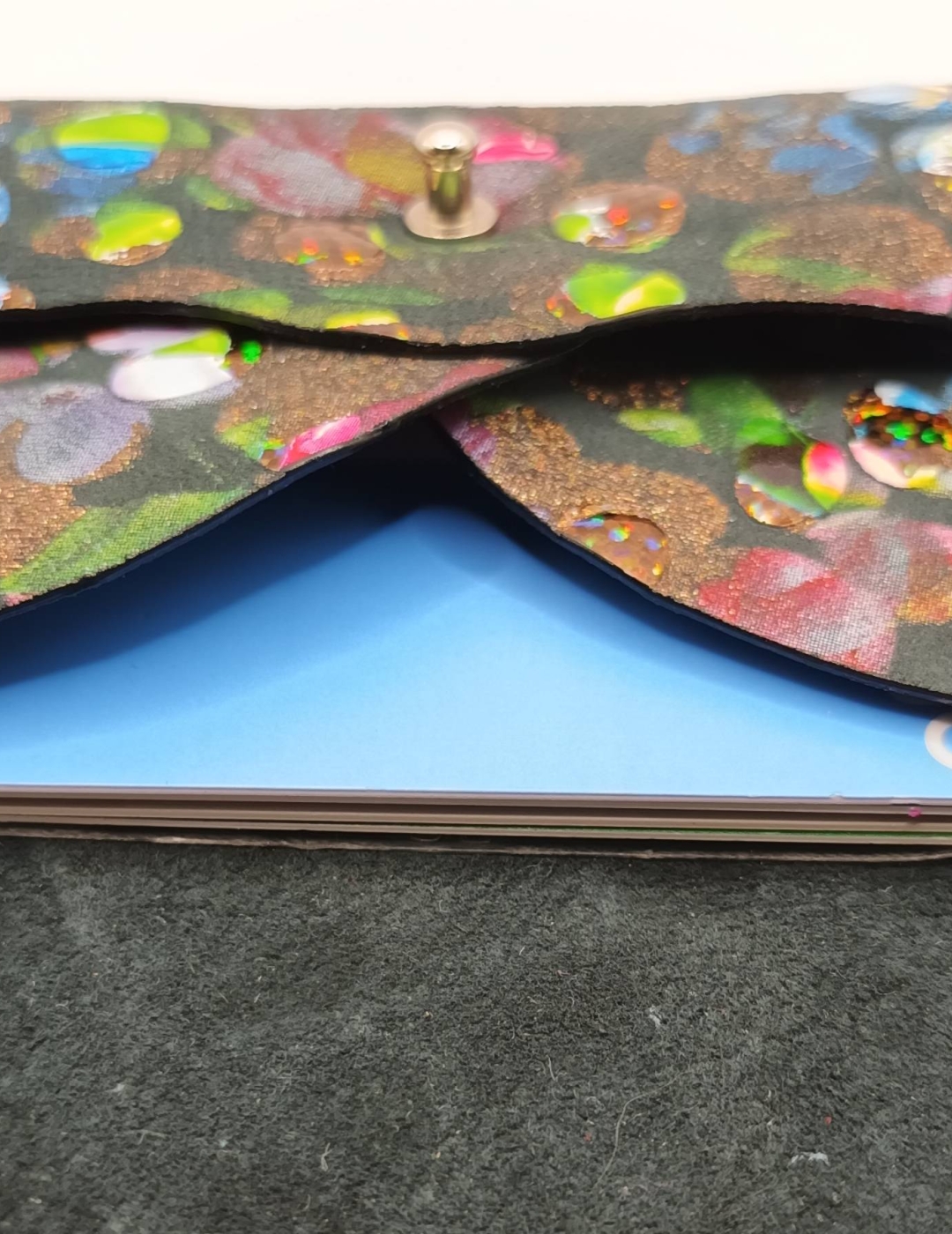 Porte-cartes Noir fleuri doré