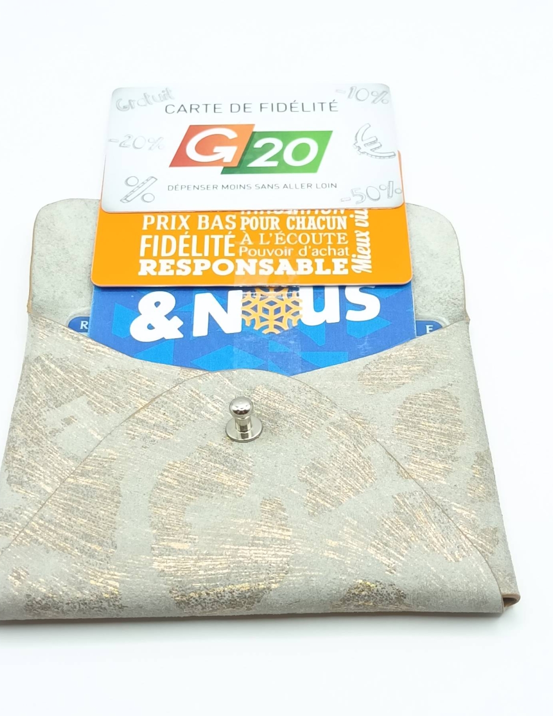 Porte-cartes Beige imitation léopard doré