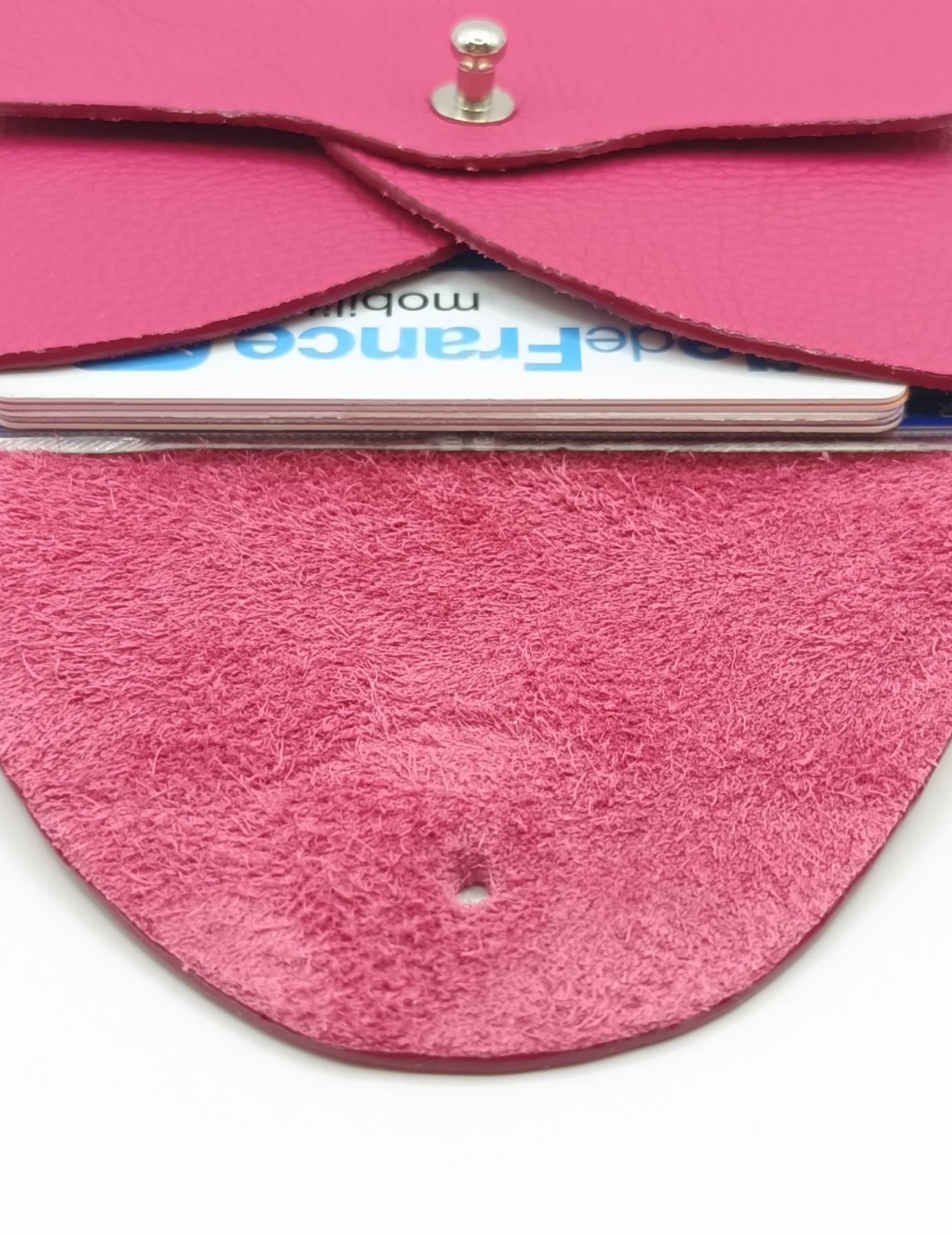 Porte-cartes framboise grainé