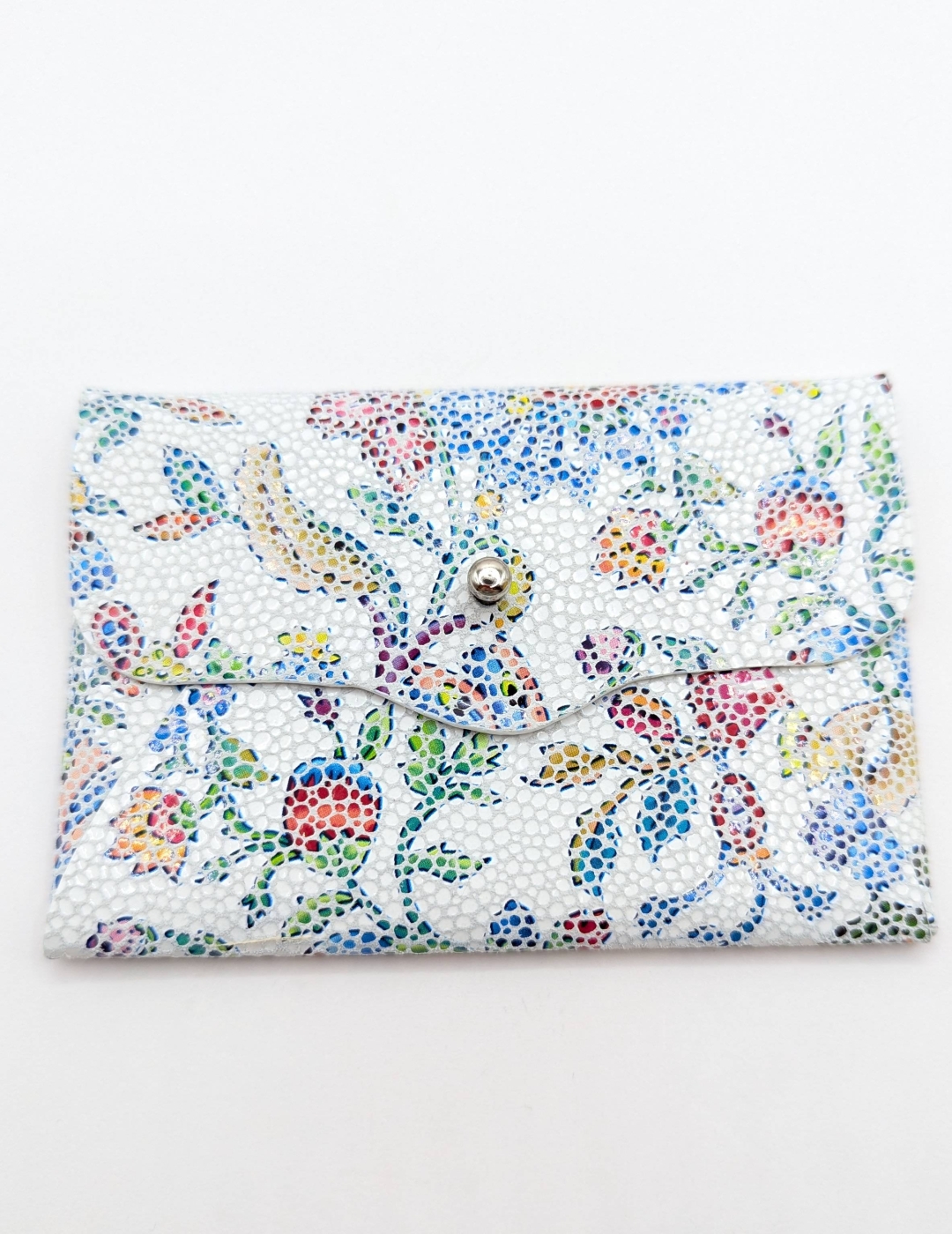 Porte-cartes Blanc à fleurs style gaudì