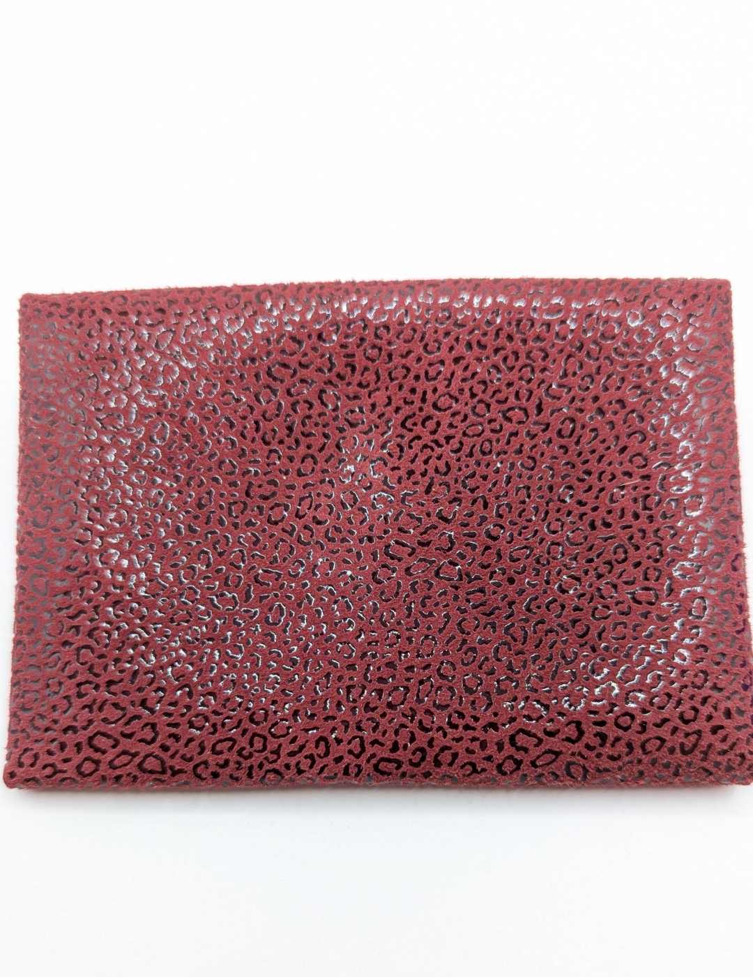 Porte-cartes Bordeaux imitation léopard