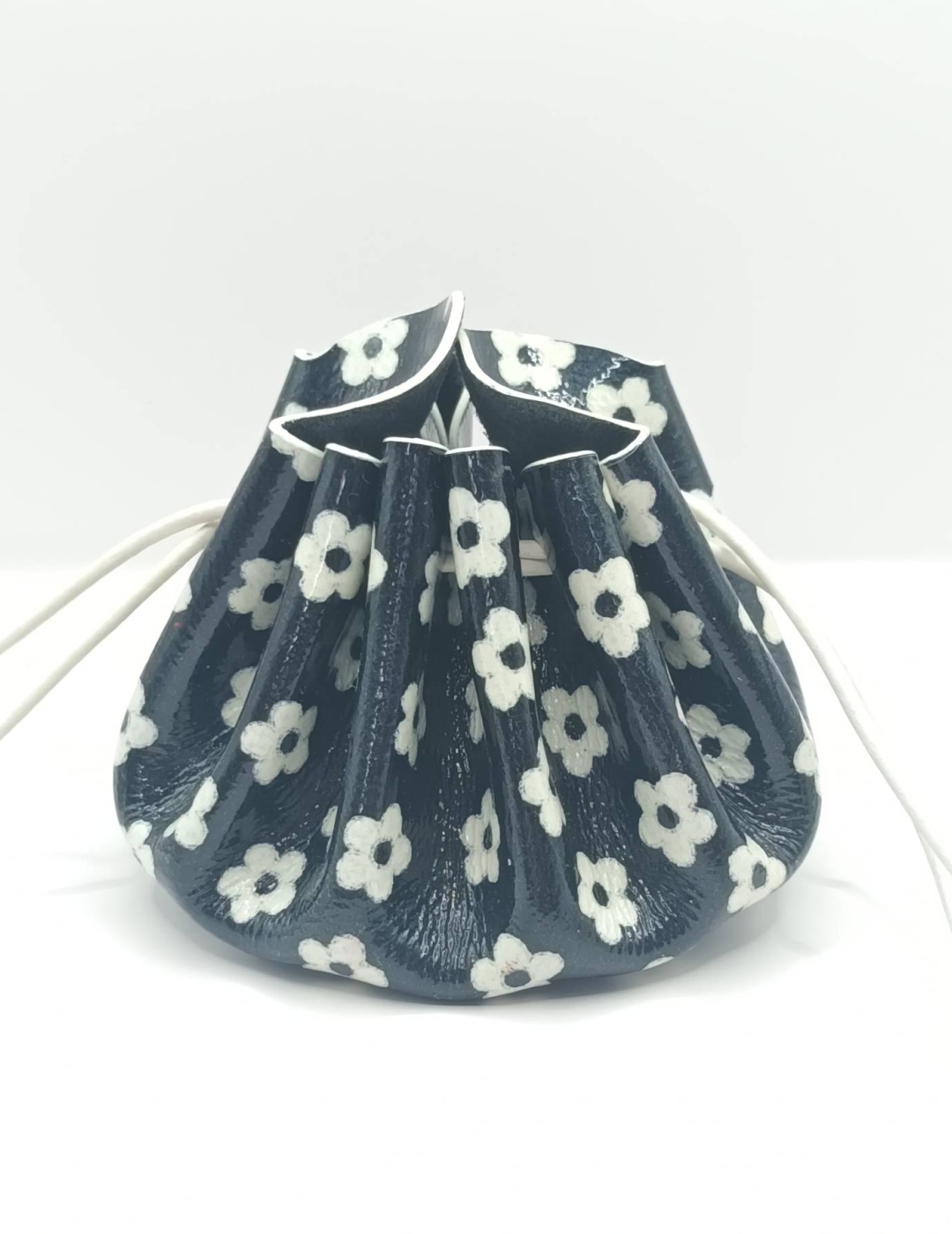 Grande bourse Noir Motif petites fleurs