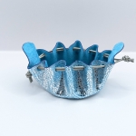 Petite bourse Bleu turquoise et argent Effet craquelé argent