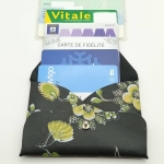 Porte-cartes Noir à fleurs vertes