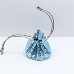 Petite bourse Bleu turquoise et argent Effet craquelé argent