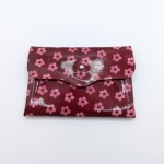 Porte-cartes Rouge à petites fleurs rose