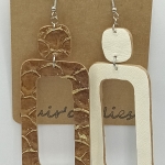 Grandes Boucles d’oreilles rectangulaire beige en Tilapia