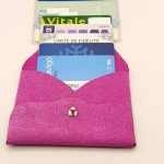 Porte-cartes Rose velours pailleté