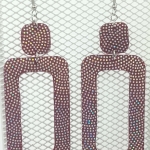 Grandes Boucles d’oreilles rectangulaire bordeaux pailleté