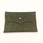 Porte-cartes Noir pailleté vert