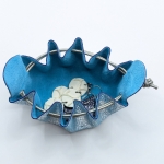 Petite bourse Bleu turquoise et argent Effet craquelé argent