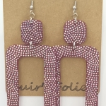 Grandes Boucles d’oreilles rectangulaire bordeaux pailleté