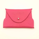 Porte-cartes framboise grainé