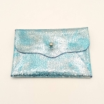 Porte-cartes Bleu craquelé argenté