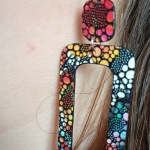 Grandes Boucles d’oreilles rectangulaire beige en Tilapia