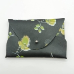 Porte-cartes Noir à fleurs vertes