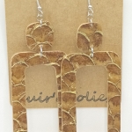 Grandes Boucles d’oreilles rectangulaire beige en Tilapia