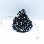 Grande bourse Noir Motif bulles blanches