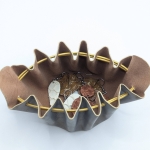 Grande bourse Mauve gris et doré