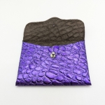 Porte-cartes Violet métallisé imitation crocodile