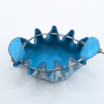 Petite bourse Bleu turquoise et argent Effet craquelé argent