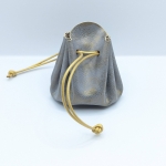 Grande bourse Mauve gris et doré