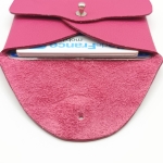 Porte-cartes framboise grainé