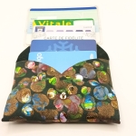 Porte-cartes Noir fleuri doré