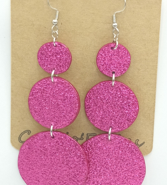 Grandes Boucles d’oreilles bulle rose pailletté