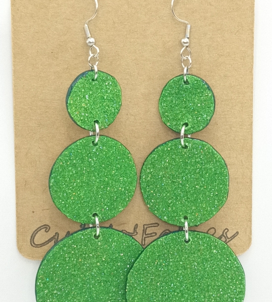 Grandes Boucles d’oreilles bulle vertes perlé