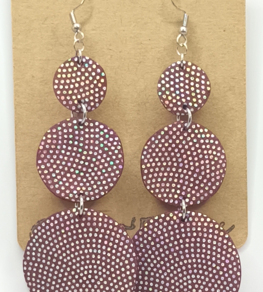 Grandes Boucles d’oreilles bulle bordeaux pailletté